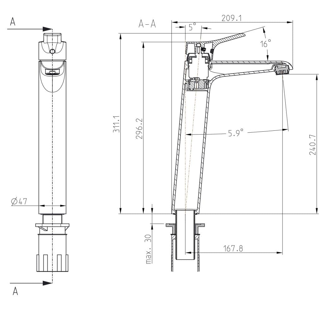 00096 Lino Висока чешма за надграден мијалник thumb 2