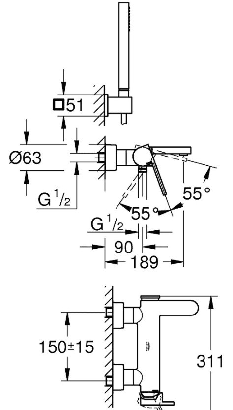 33547003 Grohe Plus чешма за када thumb 2