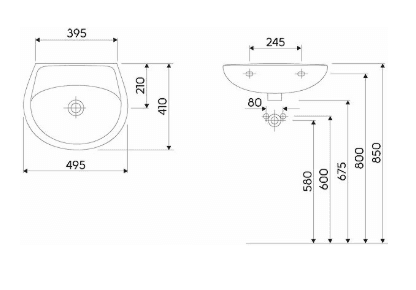 Idol мијалник со получизма 50cm thumb 2