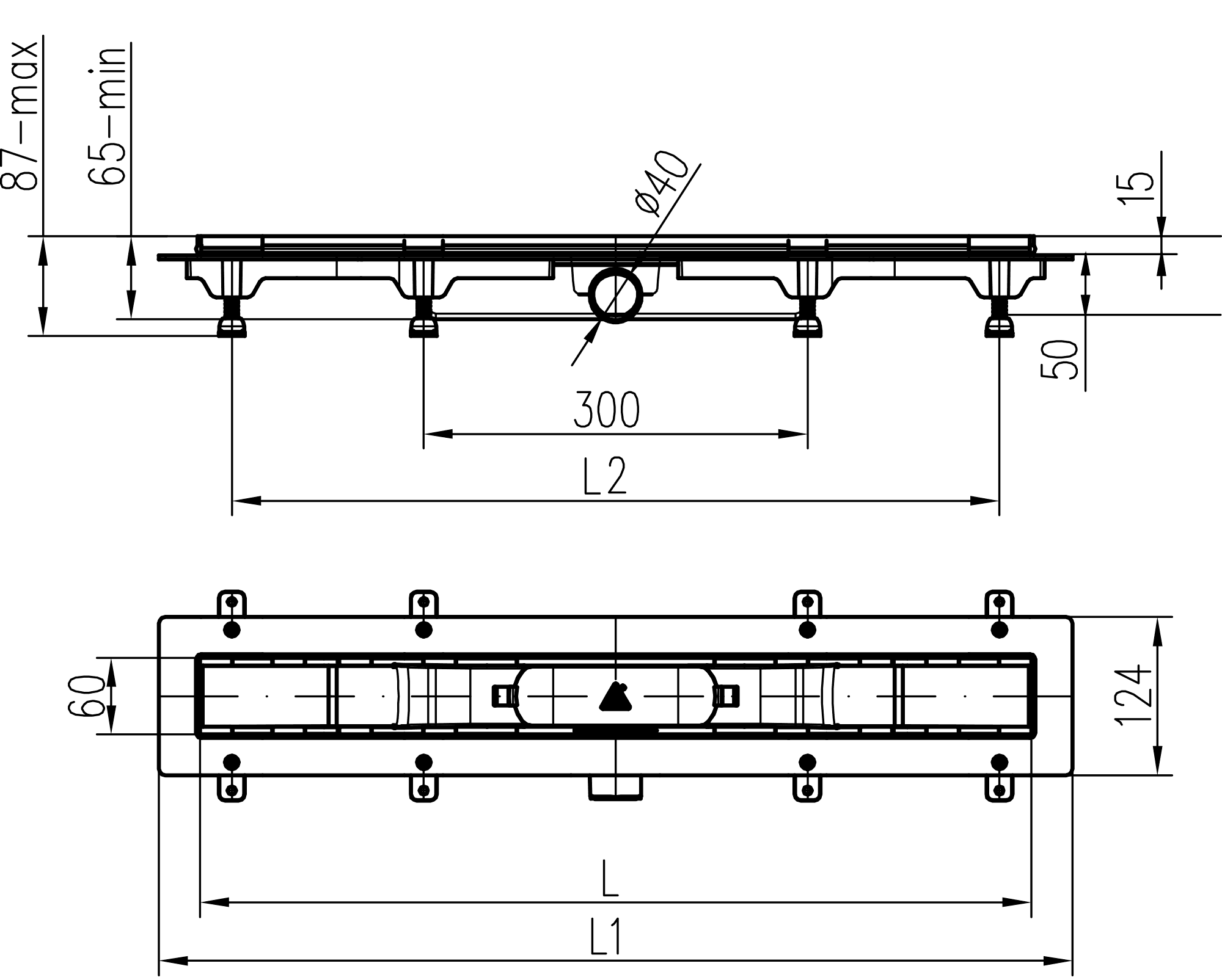 674720 Линиски туш сифон 450mm со пластична рамка Standard thumb 2